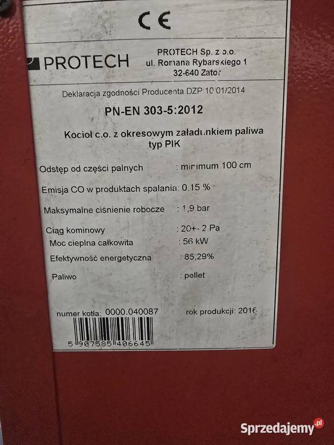 Kocioł piec CO na pelet 56 kW Łomża