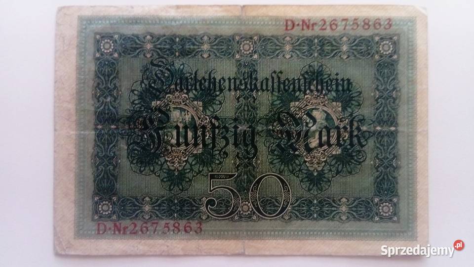 Banknot 50 marek 1914 r wielkopolskie Mosina