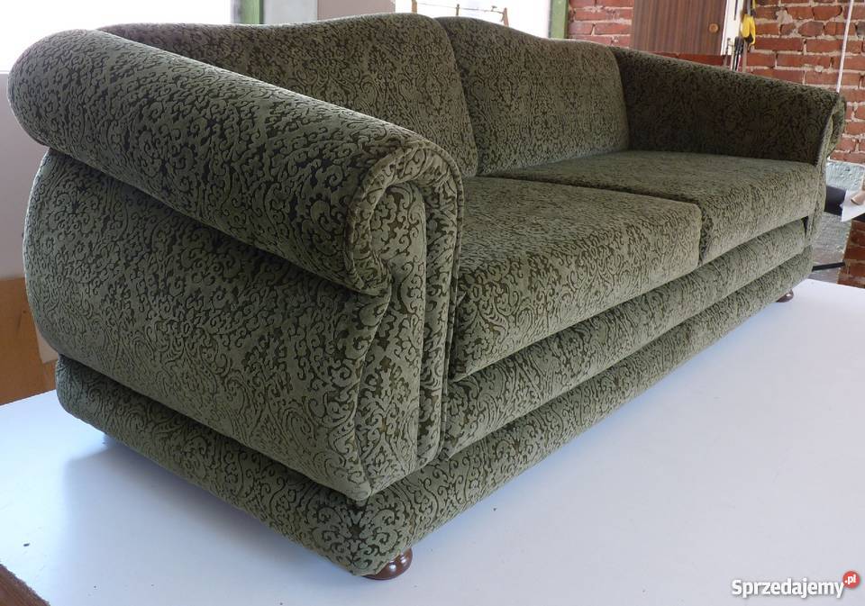 Kanapa sofa Kleo Green z funkcją spania welur rozkładana