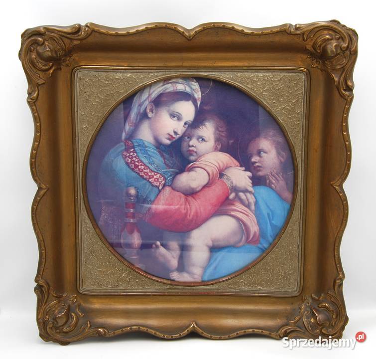 Obraz Madonna della seggiola w ramie Antyki, Sztuka, Kolekcje Poznań