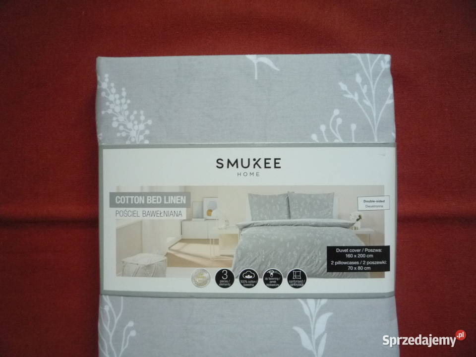 Smukee Nowa Szara pościel bawełniana 160x200 szary Szczecin