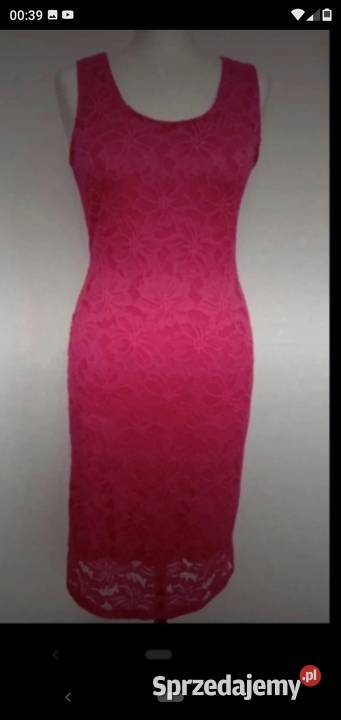 Elegancka sukienka z koronki ciemny róż rozmiar
