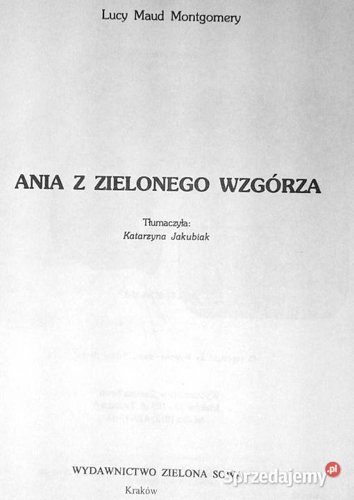 Ania z Zielonego Wzgórza Lucy Maud Montgomery lubelskie Chełm