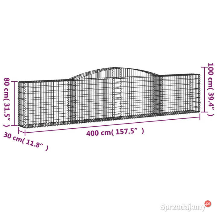 Łukowaty kosz gabionowy 400x30x80100 Dom i Ogród Warszawa