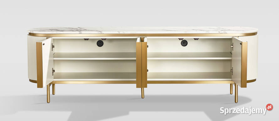 Szafka RTV złota kremowa Omega z blatem