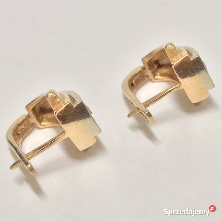Złote kolczyki 585 14K z cyrkoniami zapięcie Warszawa