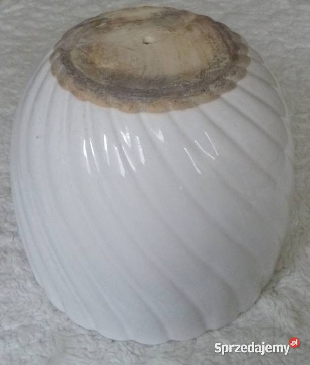 Biała ceramiczna doniczka z podstawką wys 15 biały mazowieckie Warszawa