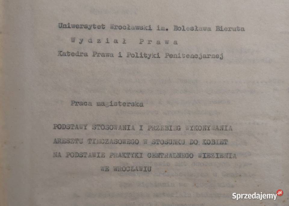 Praca magisterska wydzial prawa Katedra prawa i dolnośląskie Wrocław sprzedam