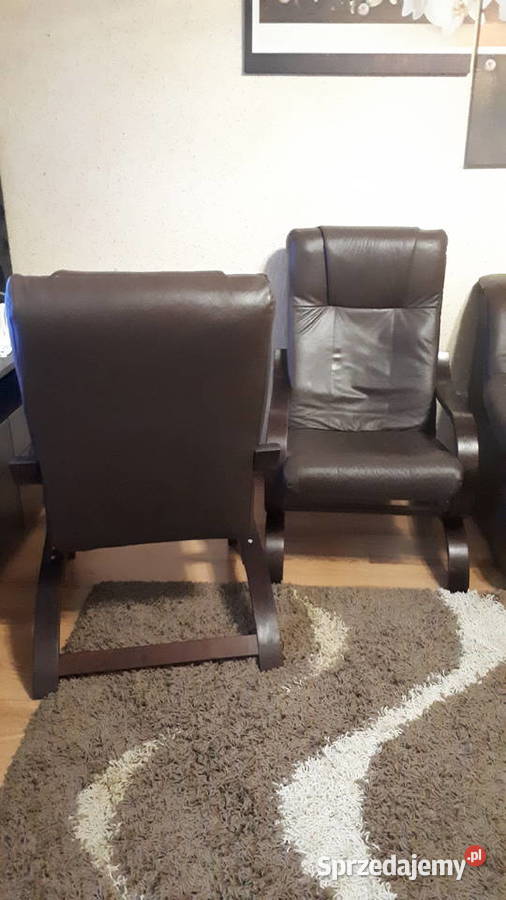 Wypoczynek ze skóry z dwoma fotelami