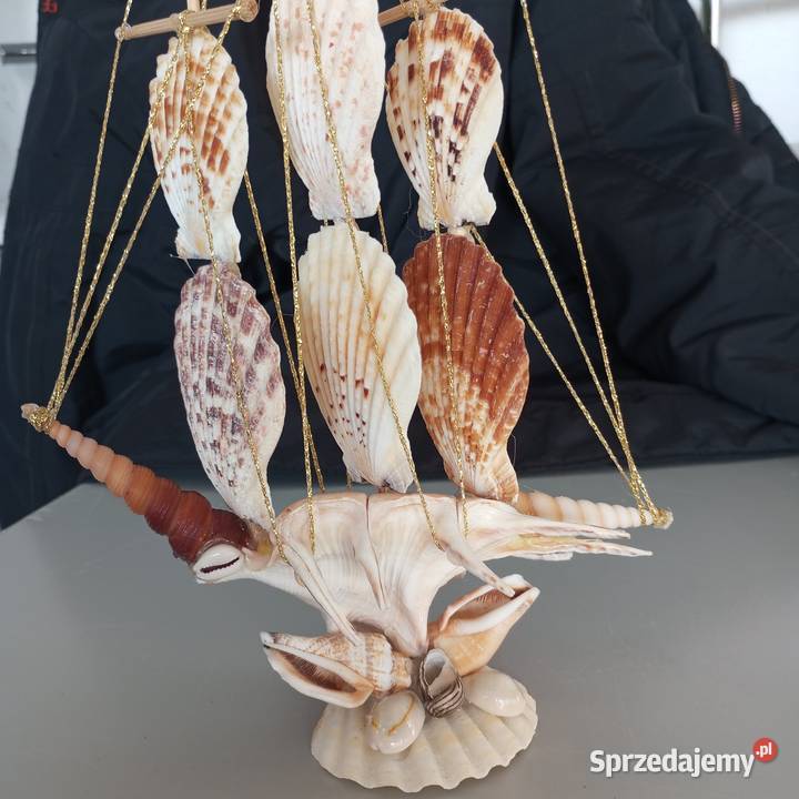 Statek z muszli pamiątka żaglowiec z muszli dolnośląskie Złotoryja