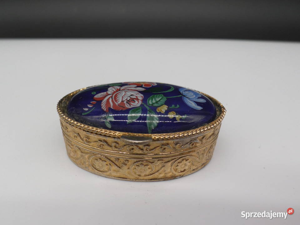 Stare puzderko na tabletki biżuterię kobalt Porcelana i szkło Raszków