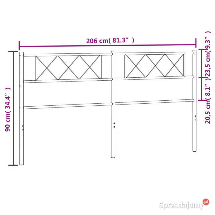 Metalowe wezgłowie czarne 200 WM372315 sprzedam