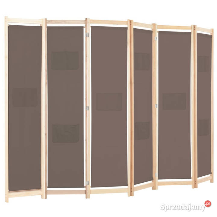 Parawan 6panelowy brązowy 240 x 170 x 4 tkanina Warszawa