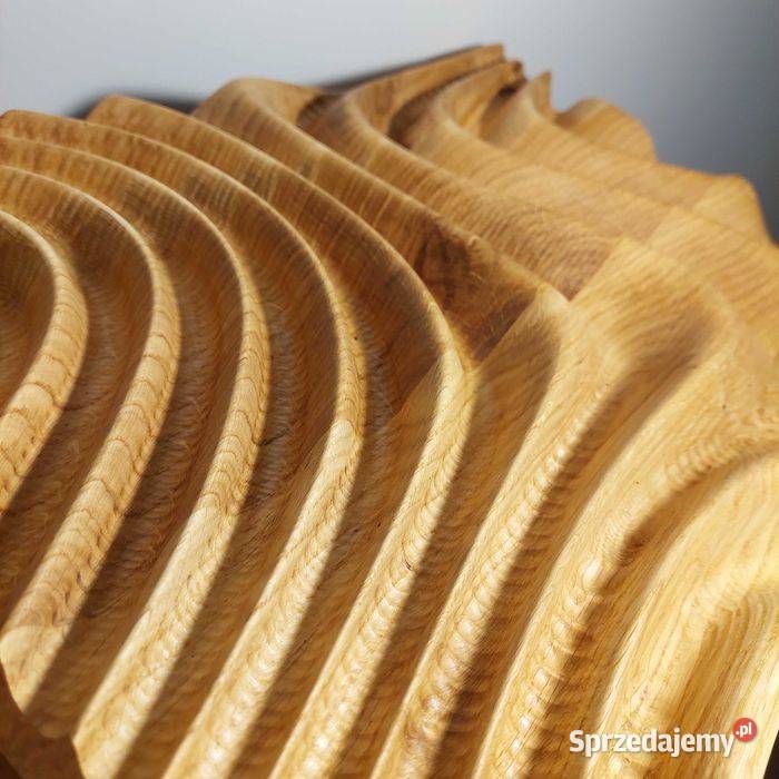 Płaskorzeźba dębowa fale 3D olejowana dekoracja zachodniopomorskie