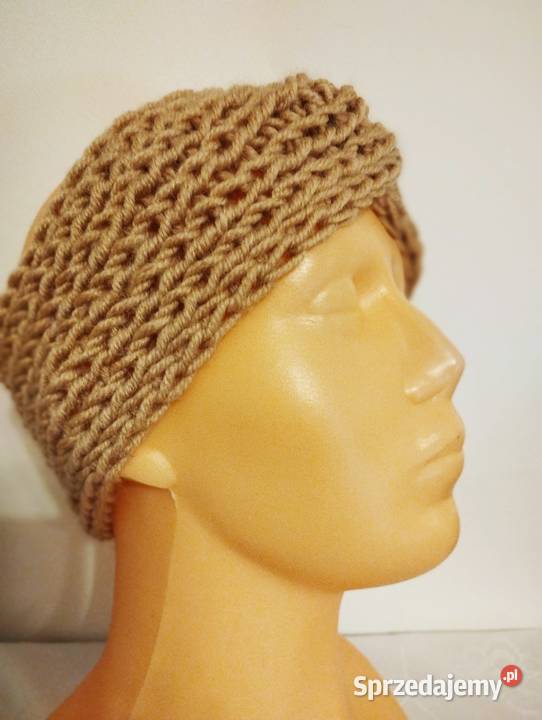 Opaska turban alpaka 25 wełna 25 handmade jasny warmińsko-mazurskie Olsztyn sprzedam