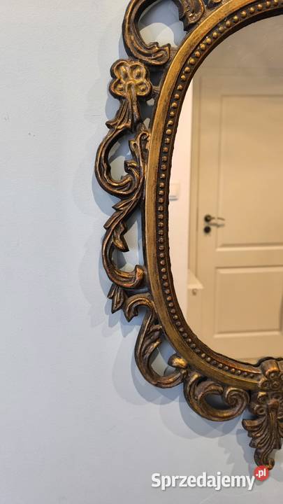 Piękne stylowe mosiężne lustro zdobione Łódź