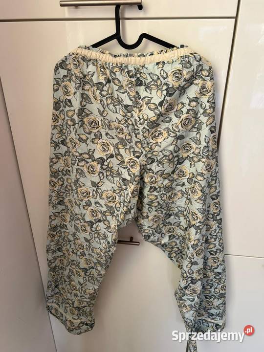 ładne Spodnie w kwiaty L żółty/złoty Gdańsk