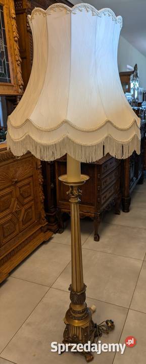 Piękna lampa podłogowa mosiądzdrewnosklep Dąbrowa Górnicza sprzedam