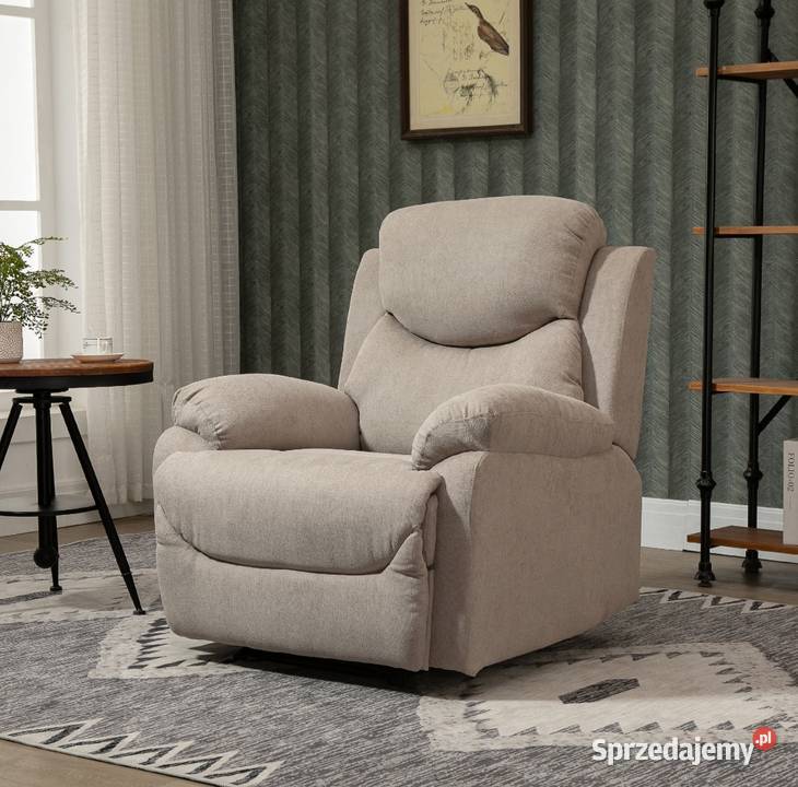 Fotel relaksacyjny odchylany o  150 ° fotel lniany beżowy