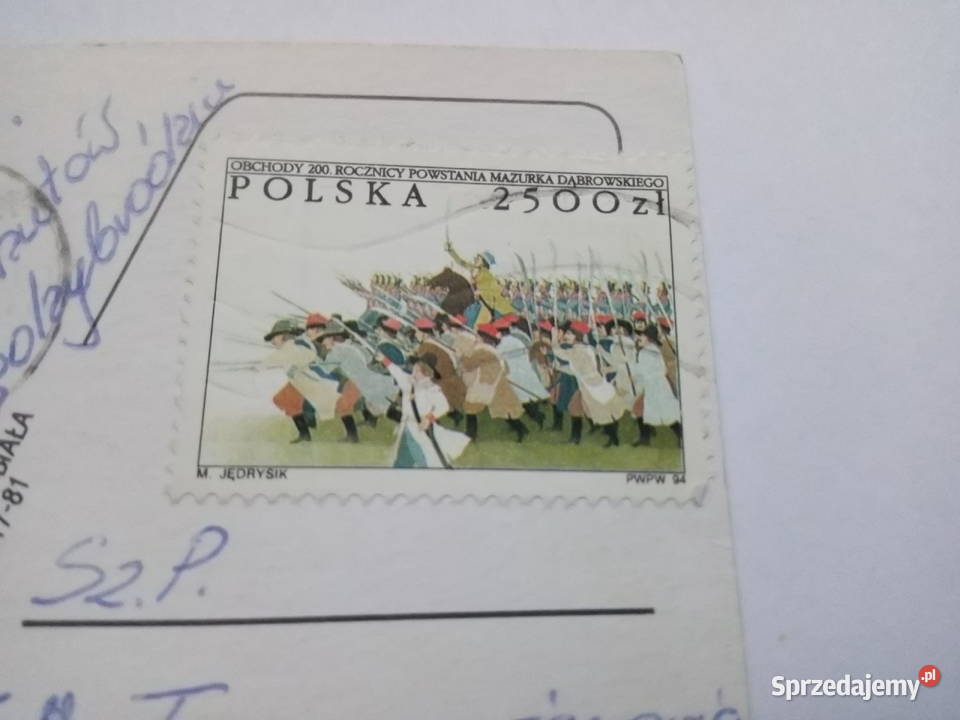 Pocztówka z Jeziorem Żywieckim Znaczek Dąbrowa Górnicza