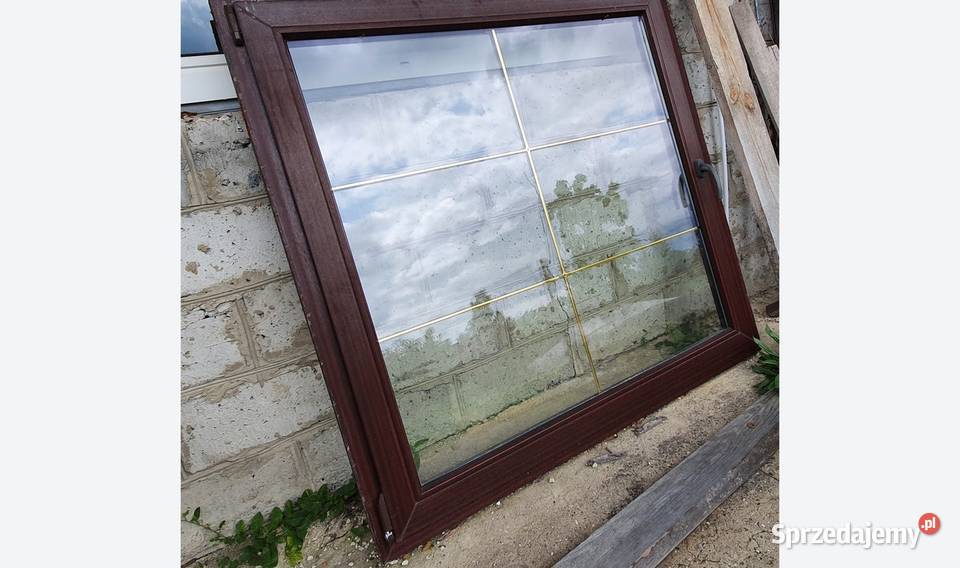 Okno PCV brązowe 130x130 z demontażu polski
