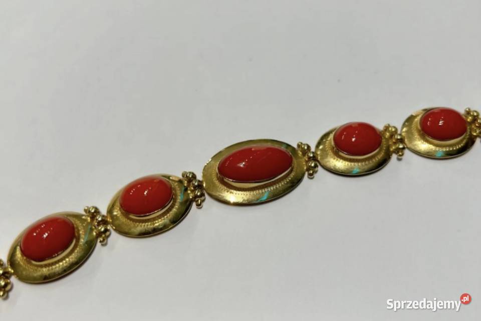 Złota bransoletka z koralem 18k Dla kobiet