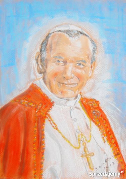 Obraz ręcznie malowany śwJan Paweł II wielkopolskie Kalisz sprzedam