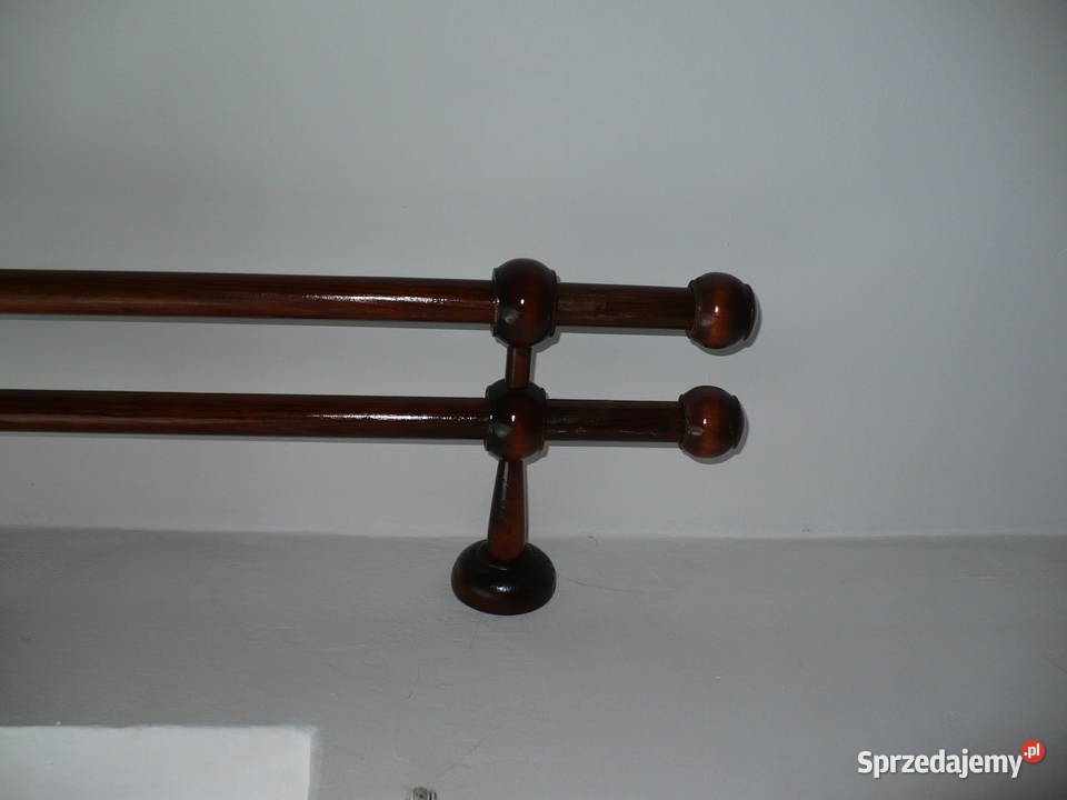 Karnisz drewniany 180 m podwójny brązowy