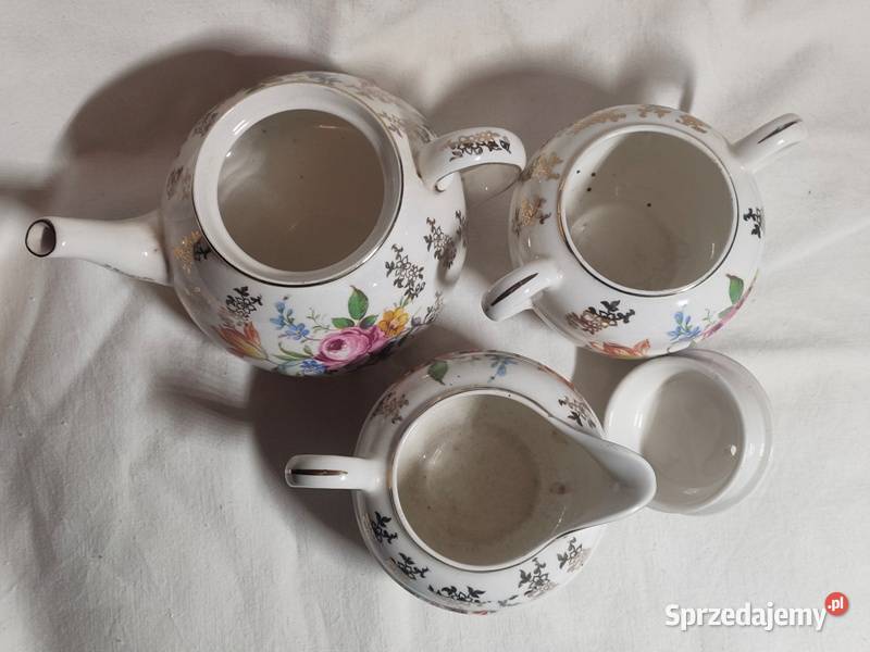 Stary angielski zestaw czajnik mlecznik