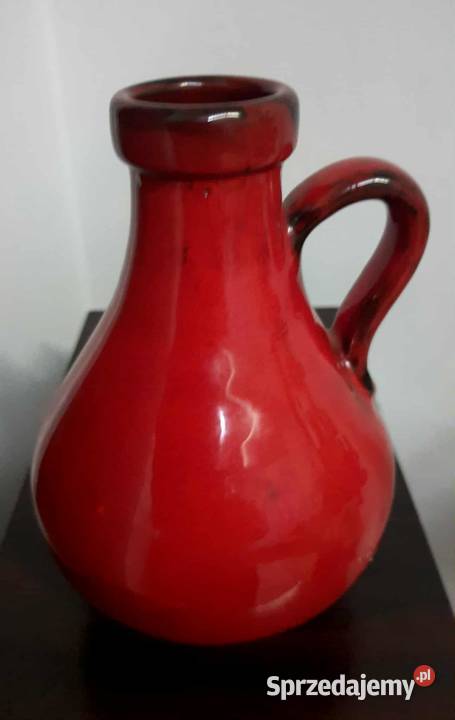 wazon ceramika czerwony lata 60 Porcelana i szkło Łódź sprzedam