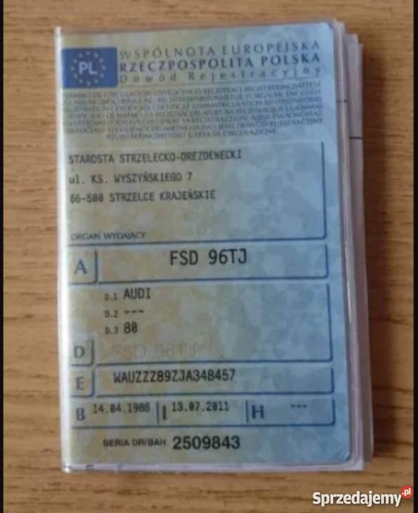 Audi 80 B3 orginalny lakier 1 WŁASCICIEL DO centralny zamek Audi Dobiegniew
