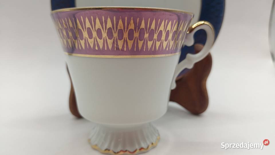 Filiżanka ze spodkiem porcelana kostna biała w