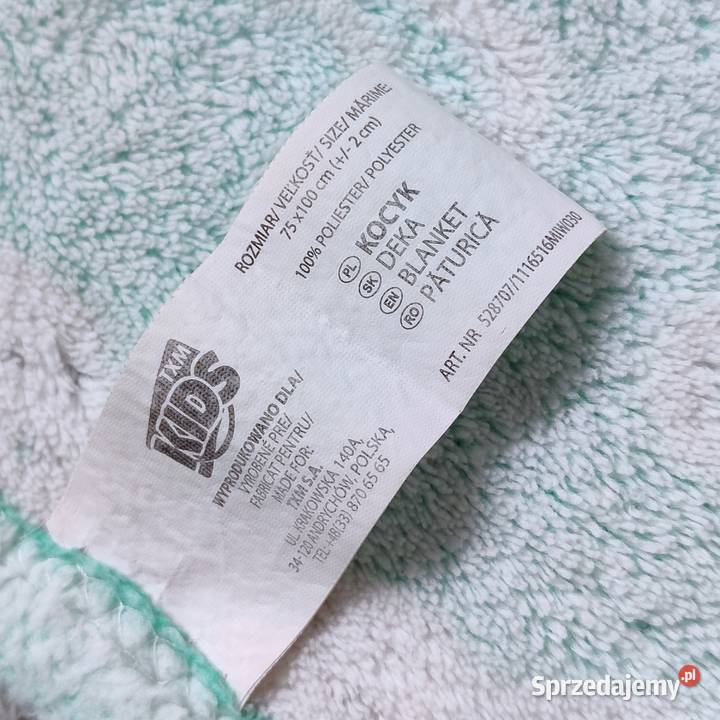 Kocyk zajączki 75x100 TMX Kids seledynowy Katowice