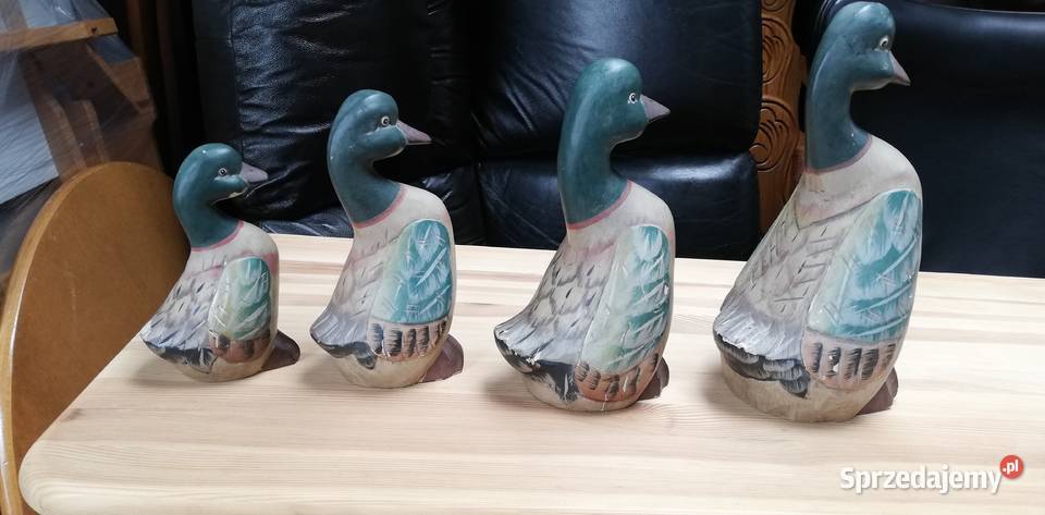 Kaczki drewniane figurki kaczory rodzina kaczek Dekoracje i ozdoby Garwolin