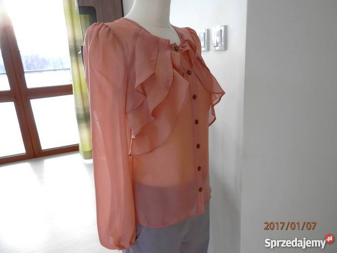 Bluzka Pudrowa Pionowe Falbany Wizytowa Łomża sprzedam