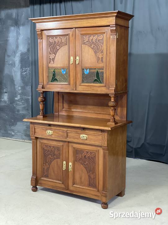 Kredens secesyjny witraże rzeźbienia antyk Meble Budno