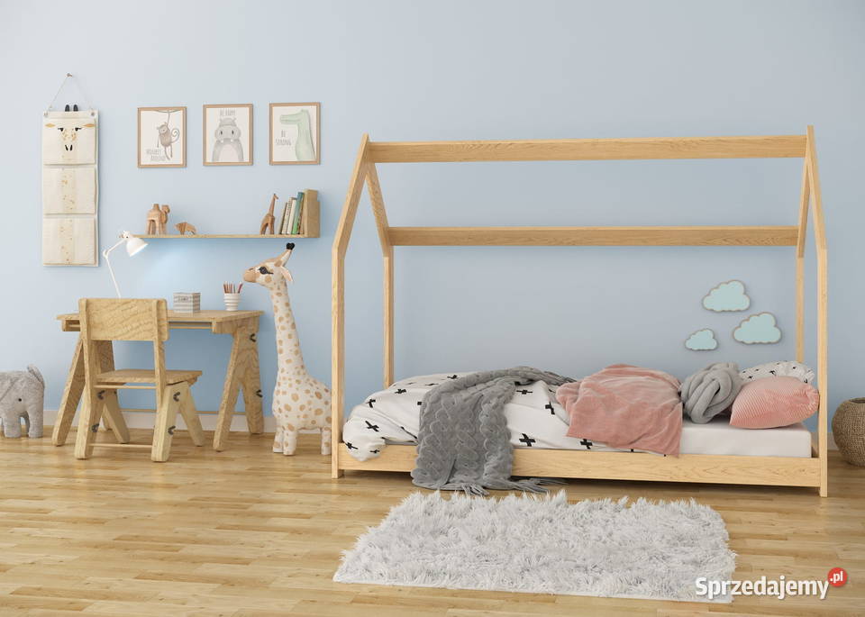 Łóżko dziecięce domek D2 160x80 sosnowe Łóżka, wersalki i sofy zachodniopomorskie Szczecin sprzedam