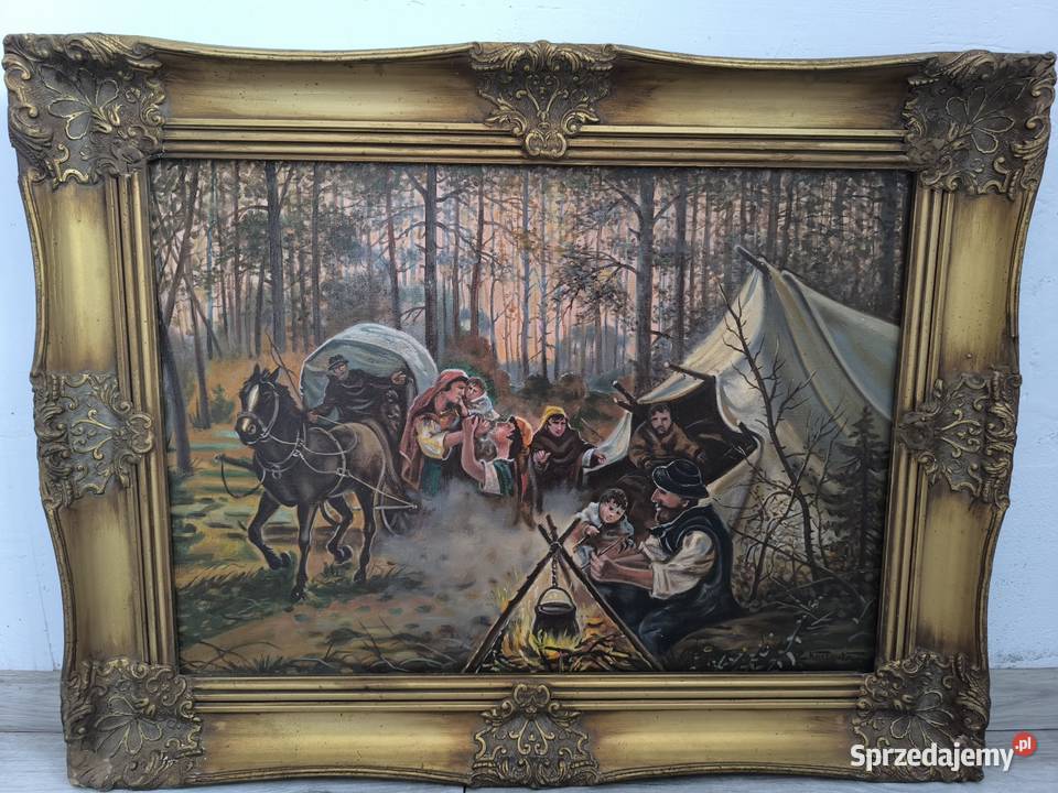 Obraz olejny scena rodzajowa sygnowany Zygmunt Łódź