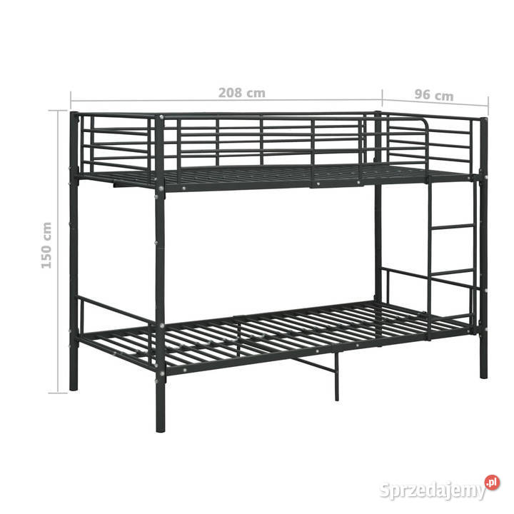 Łóżko piętrowe czarne metalowe 90 x 200 WM287910 mazowieckie sprzedam