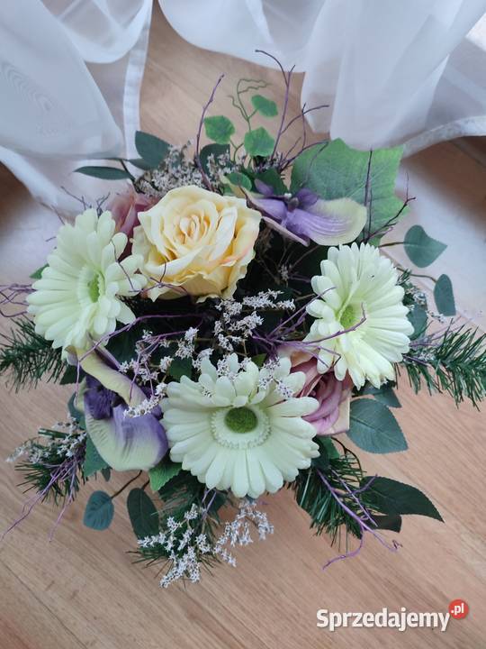 Kompozycja kwiatowa na grób wiązanka na cmentarz wielokolorowy Sosnowiec