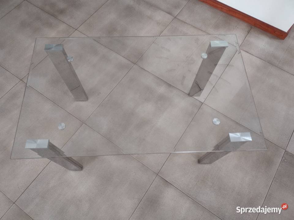 Stolik szklany prostokąt nogi chrom