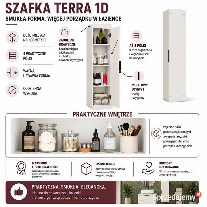 Szafka łazienkowa wisząca TERRA 1D 31.5cm