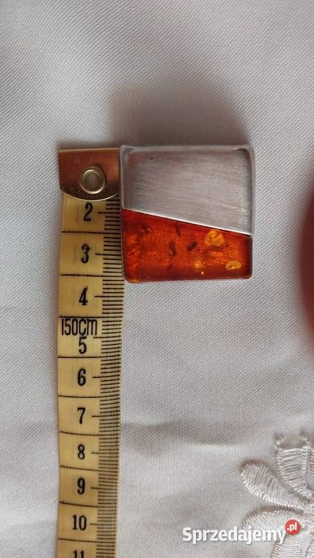 Broszka srebro połączone z bursztynem Lata 90te srebro Opole sprzedam