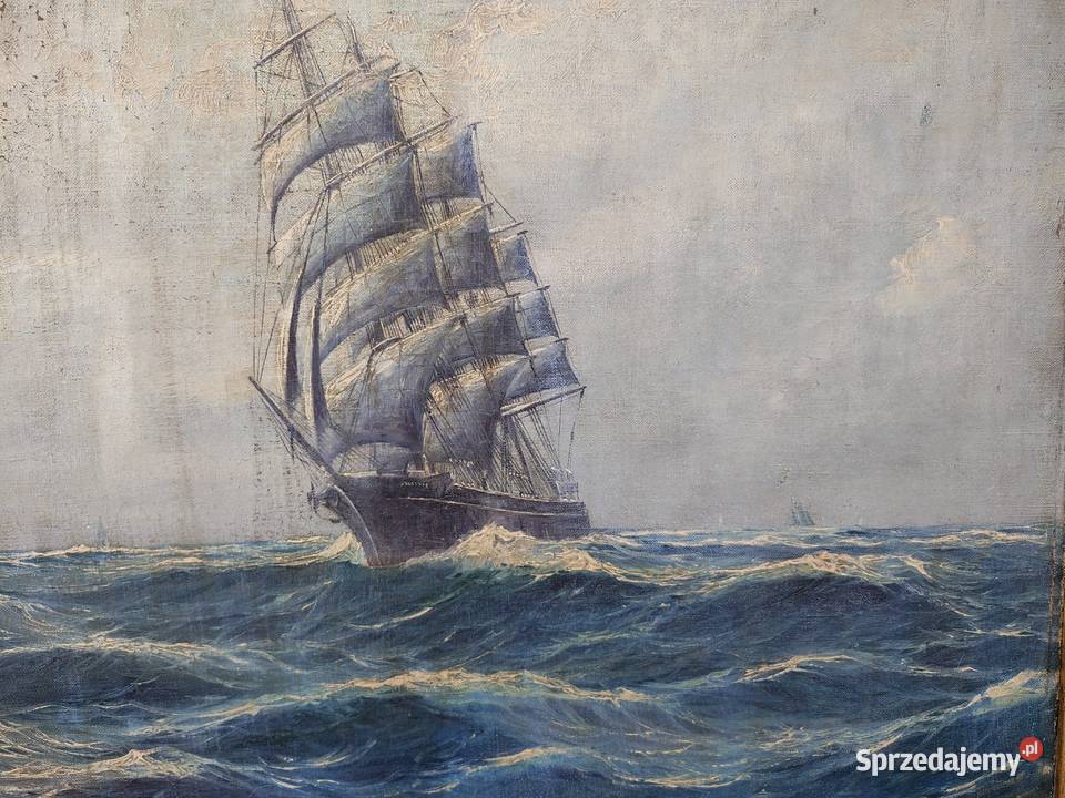 Stary obraz olejny Morze Bałtyckie Kartuzy sprzedam