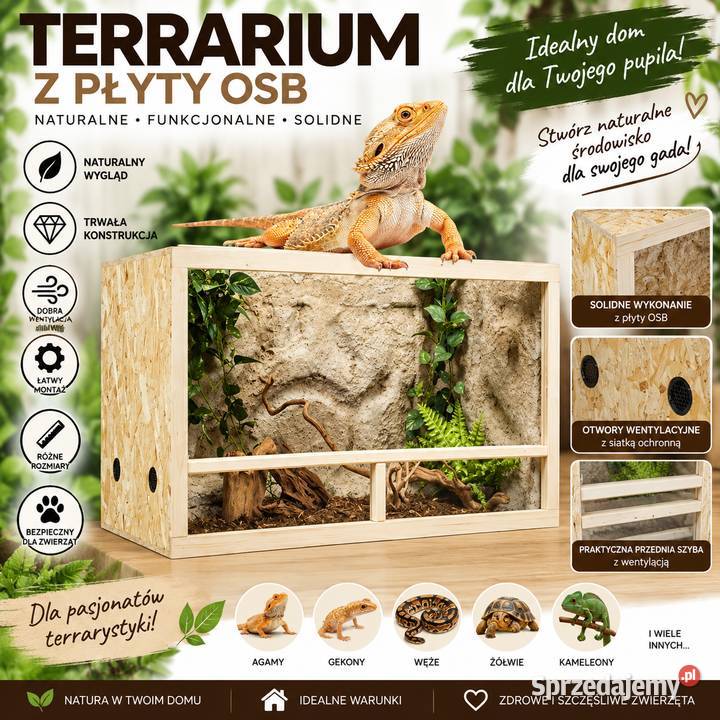 Terrarium z płyty OSB 120x80x80 Gady i płazy wielkopolskie Pięczkowo sprzedam