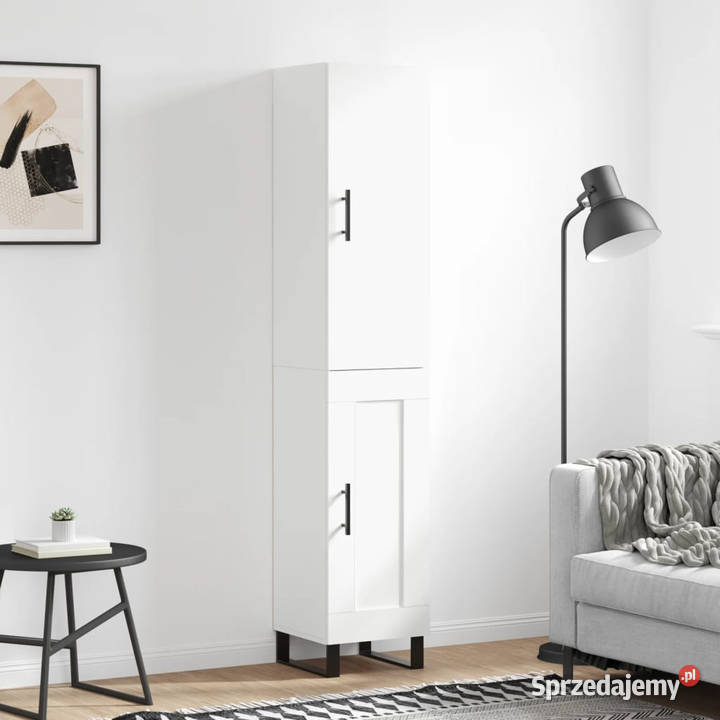 Wysoka szafka biała 345x34x180 materiał mazowieckie Warszawa