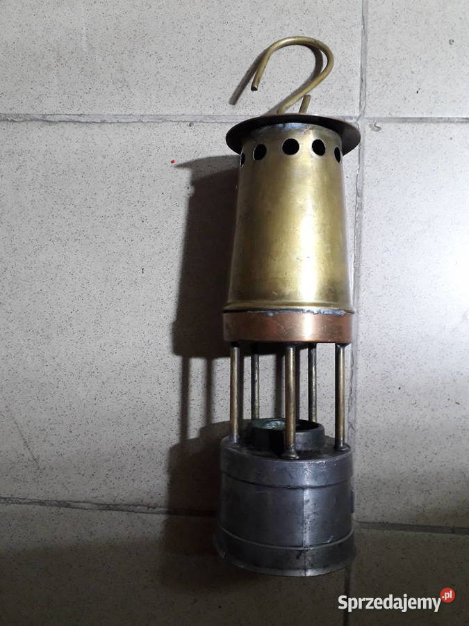 Zabytkowa mosiężna lampa górnicza Warszawa