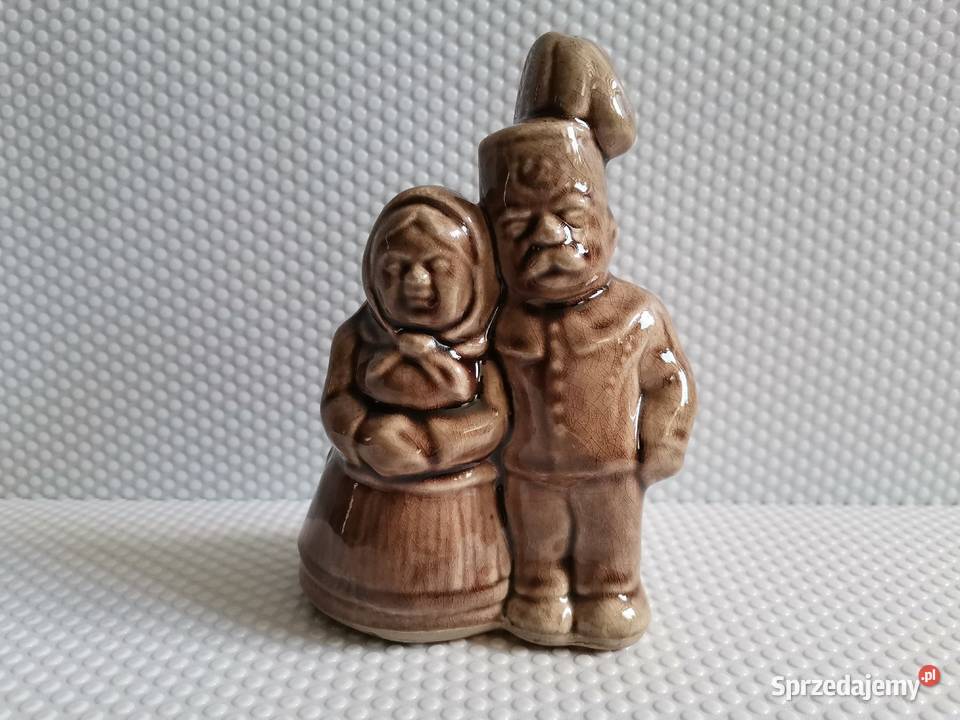Stara unikatowa figurka Górnik z Żoną ceramika Katowice