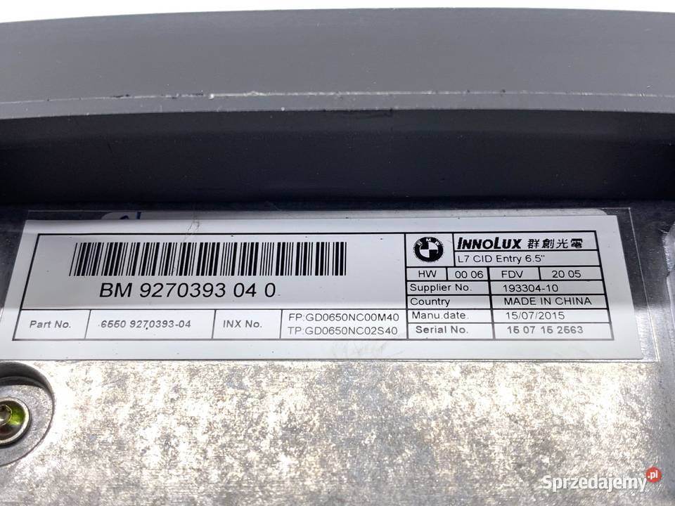 WYŚWIETLACZ BMW F30 9270393 1118 EKRAN MONITOR sprzedam