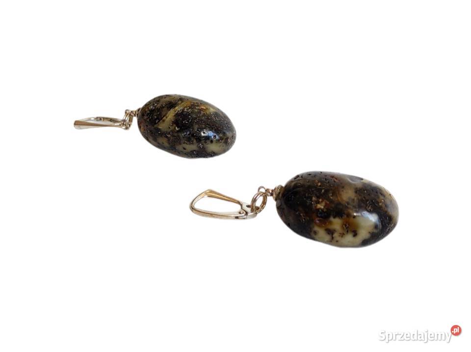 7488 Bursztynowe Kartofelki i Srebro srebro Kolczyki